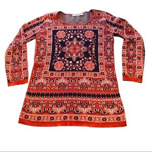 Cotton Emporium Red Bandana Pattern Sweater Tunic Dress Western